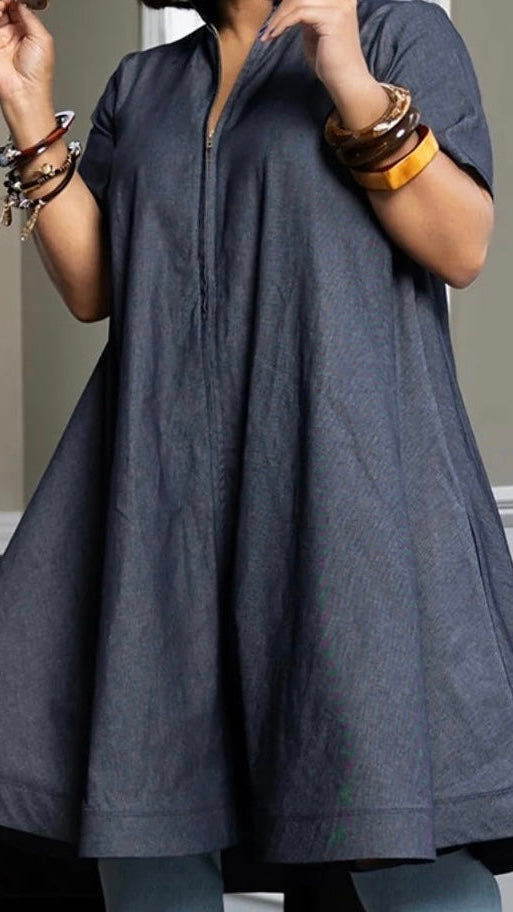 A Line Denim Dress DISTINCTIVELY MOD A Line Denim Dress DISTINCTIVELY MOD