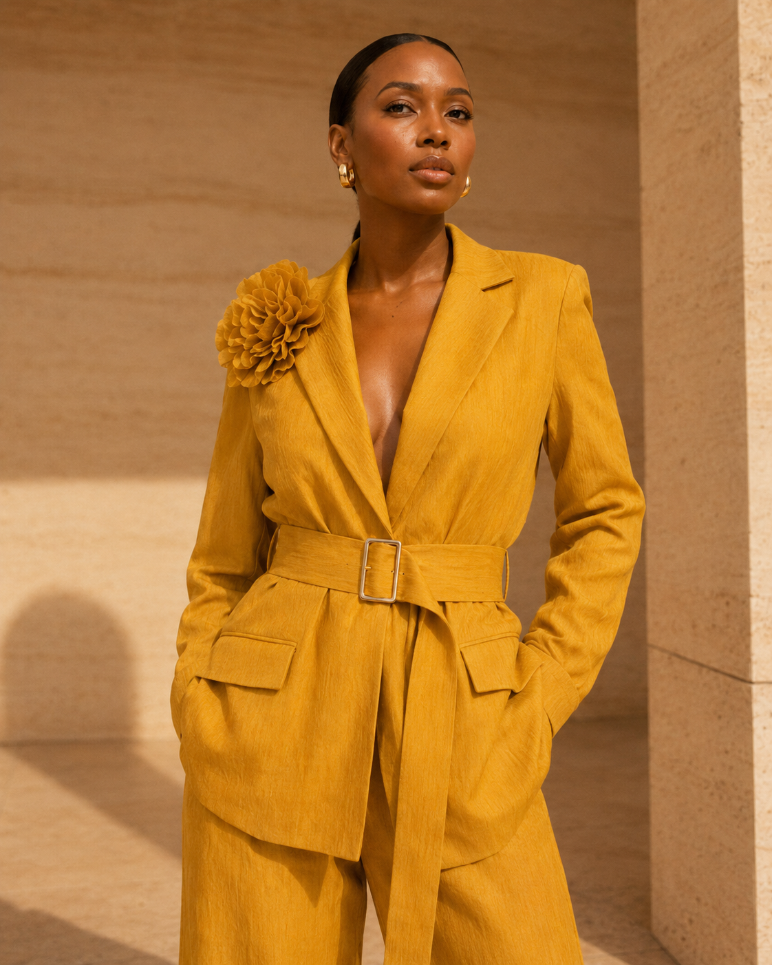 Golden Command Belted Suit (Estimated availability: September 25
Estimated dates are subject to change based on vendor delivery.