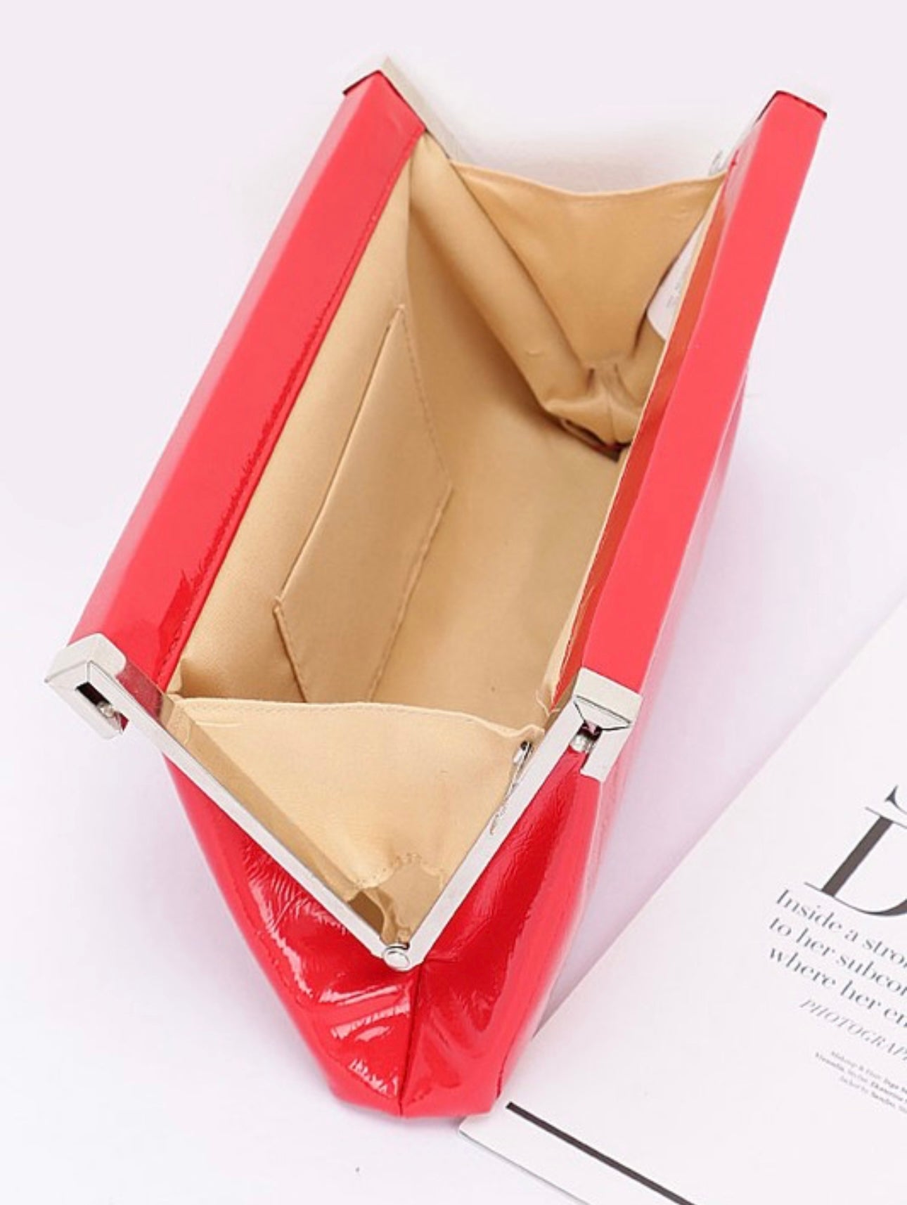 Scarlet Luxe Leather Frame Clutch