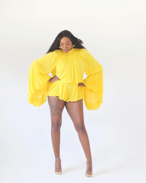 Golden Aura Draped Romper