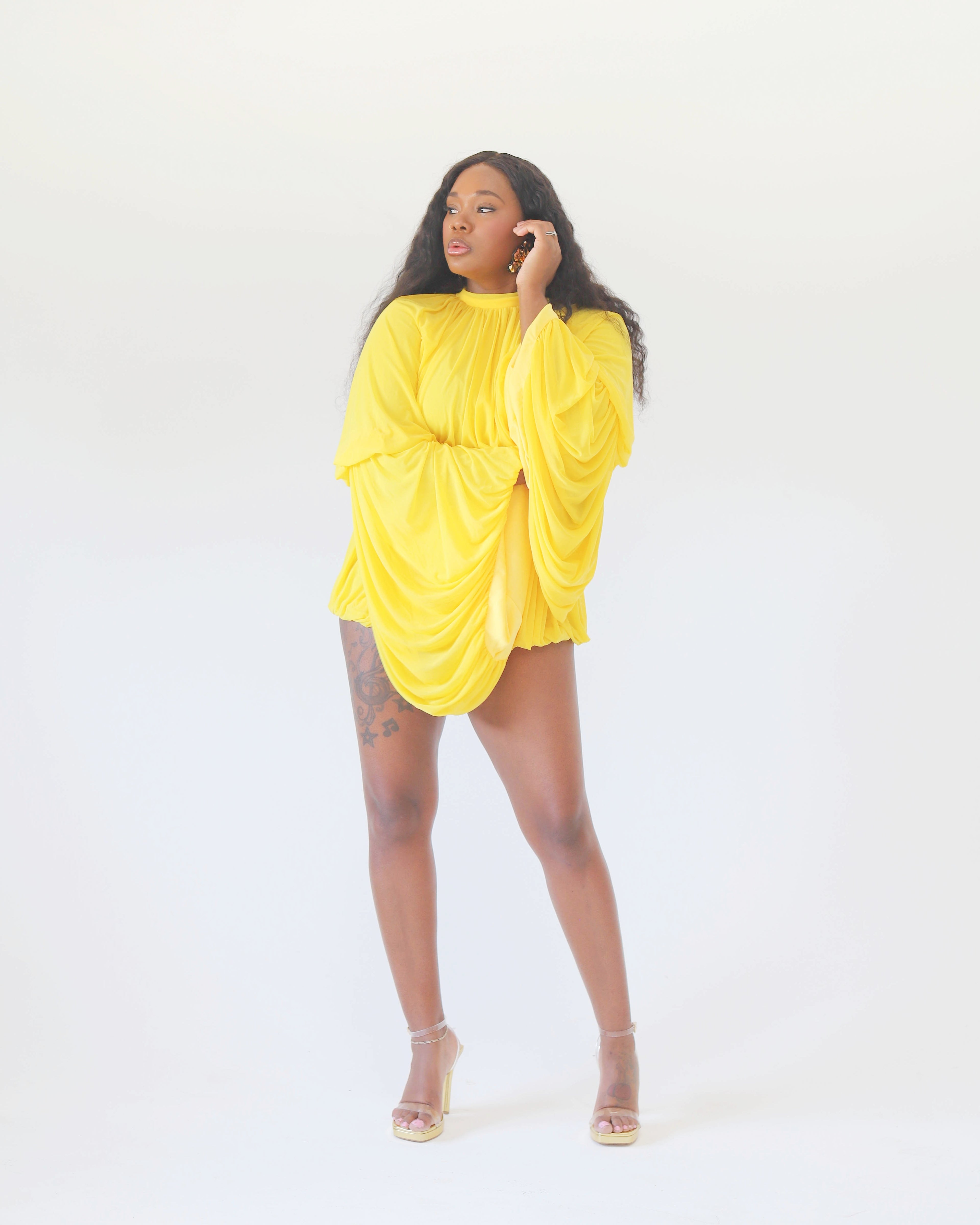 Golden Aura Draped Romper