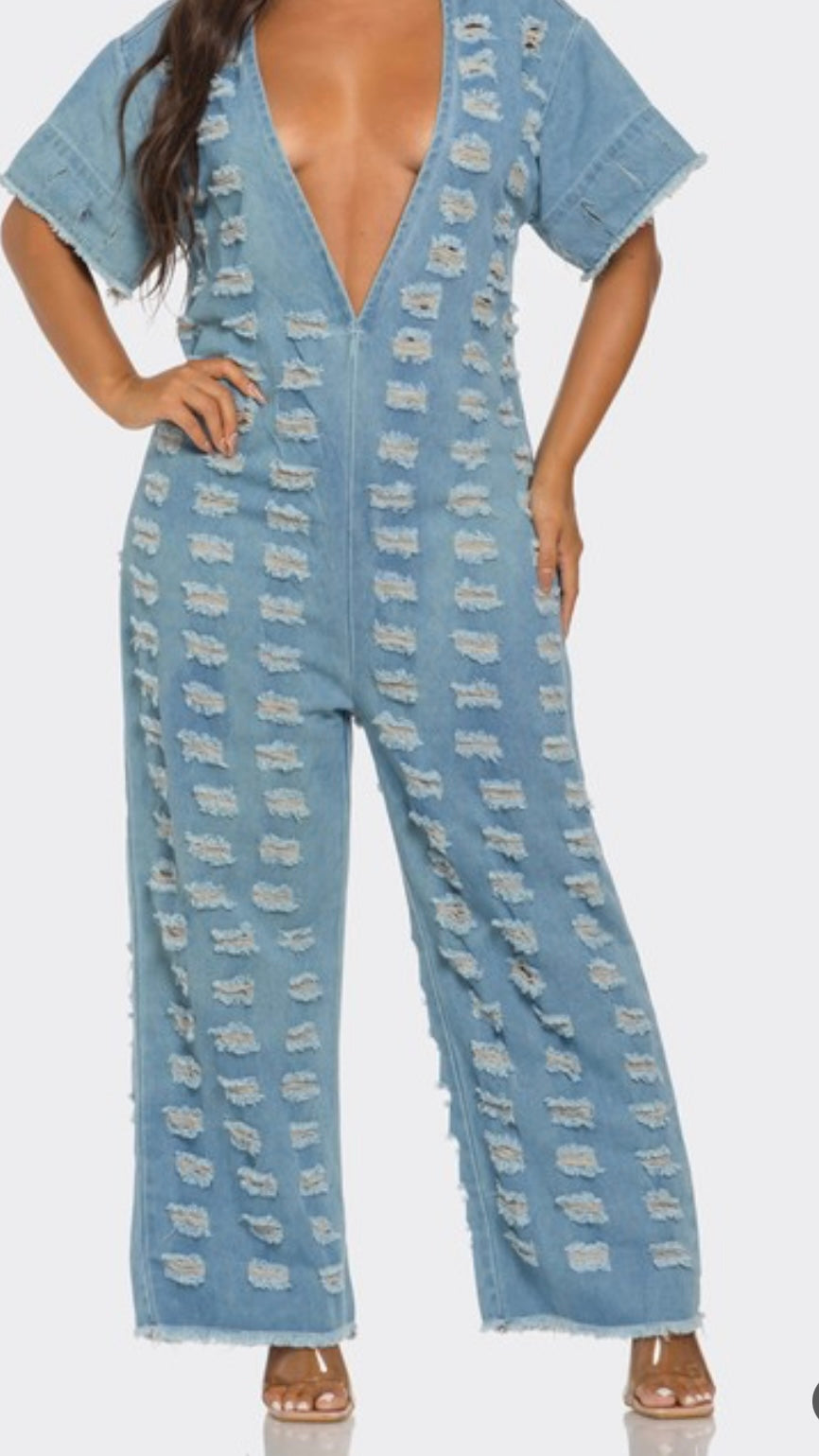 Raw Edge Denim Jumper