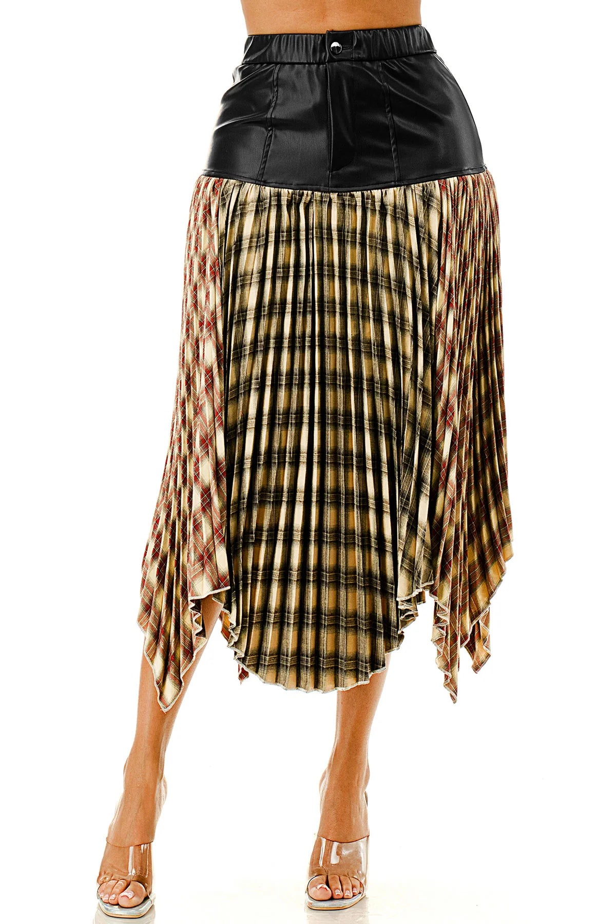Plaid Fusion Midi Skirt