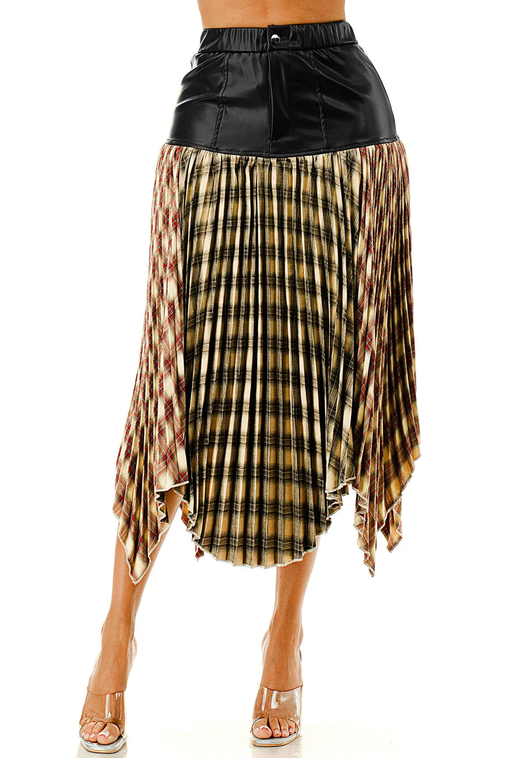 Plaid Fusion Midi Skirt