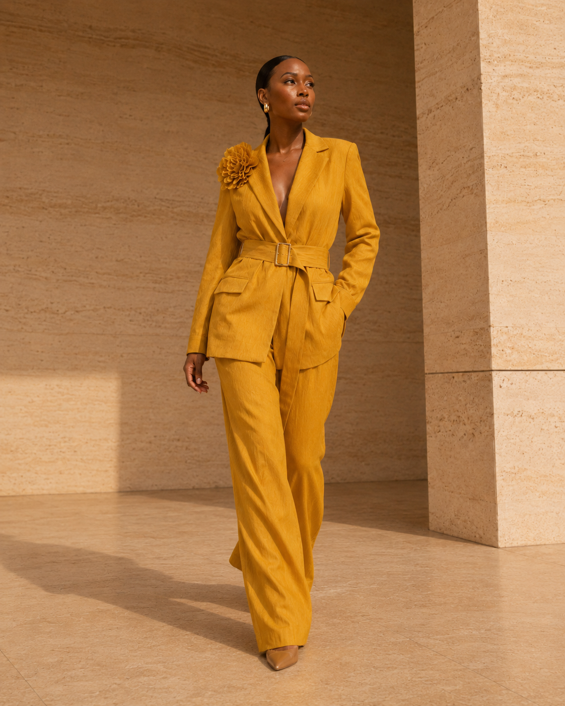 Golden Command Belted Suit (Estimated availability: September 25
Estimated dates are subject to change based on vendor delivery.