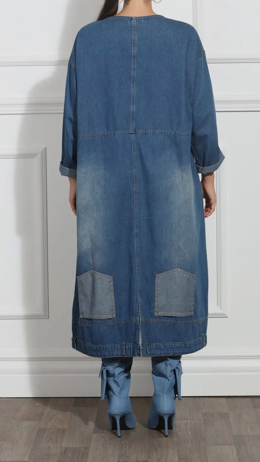 Snap-up Pocket Denim Dress