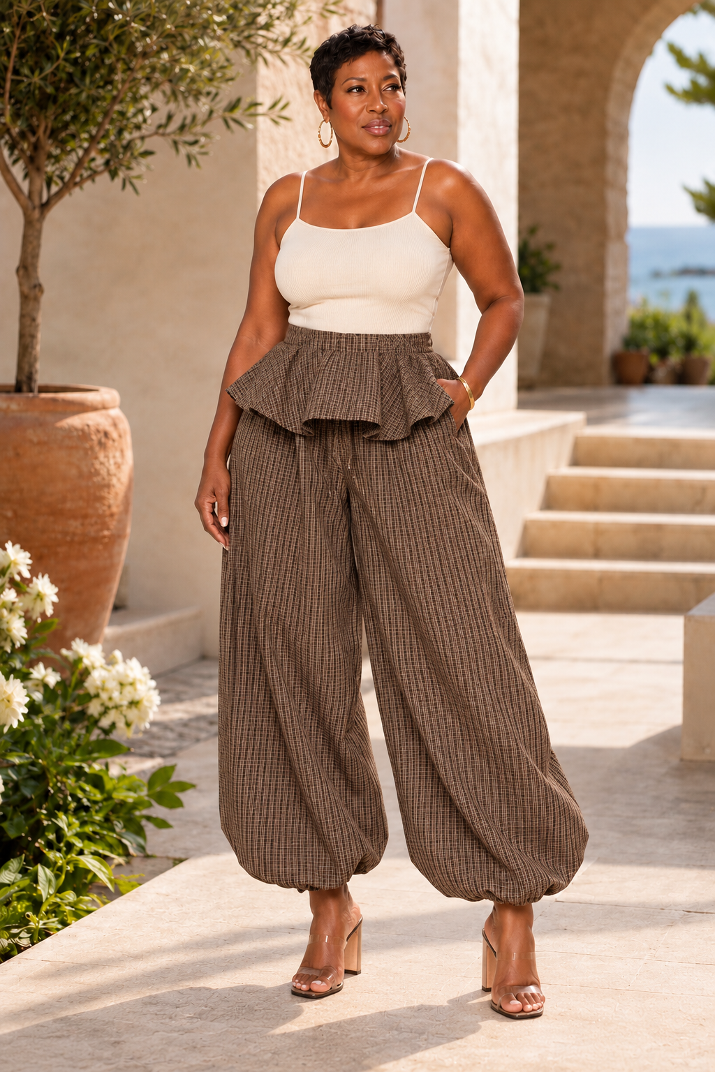 Poised in Plaid Pants