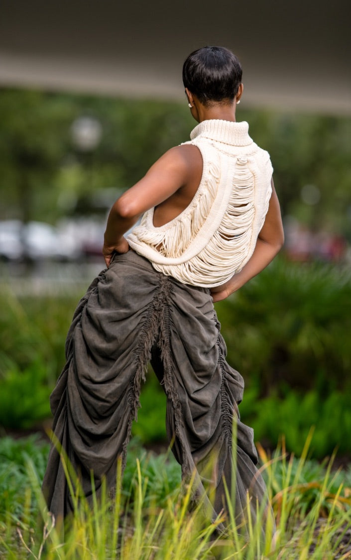 Vintage Green Draped Denim