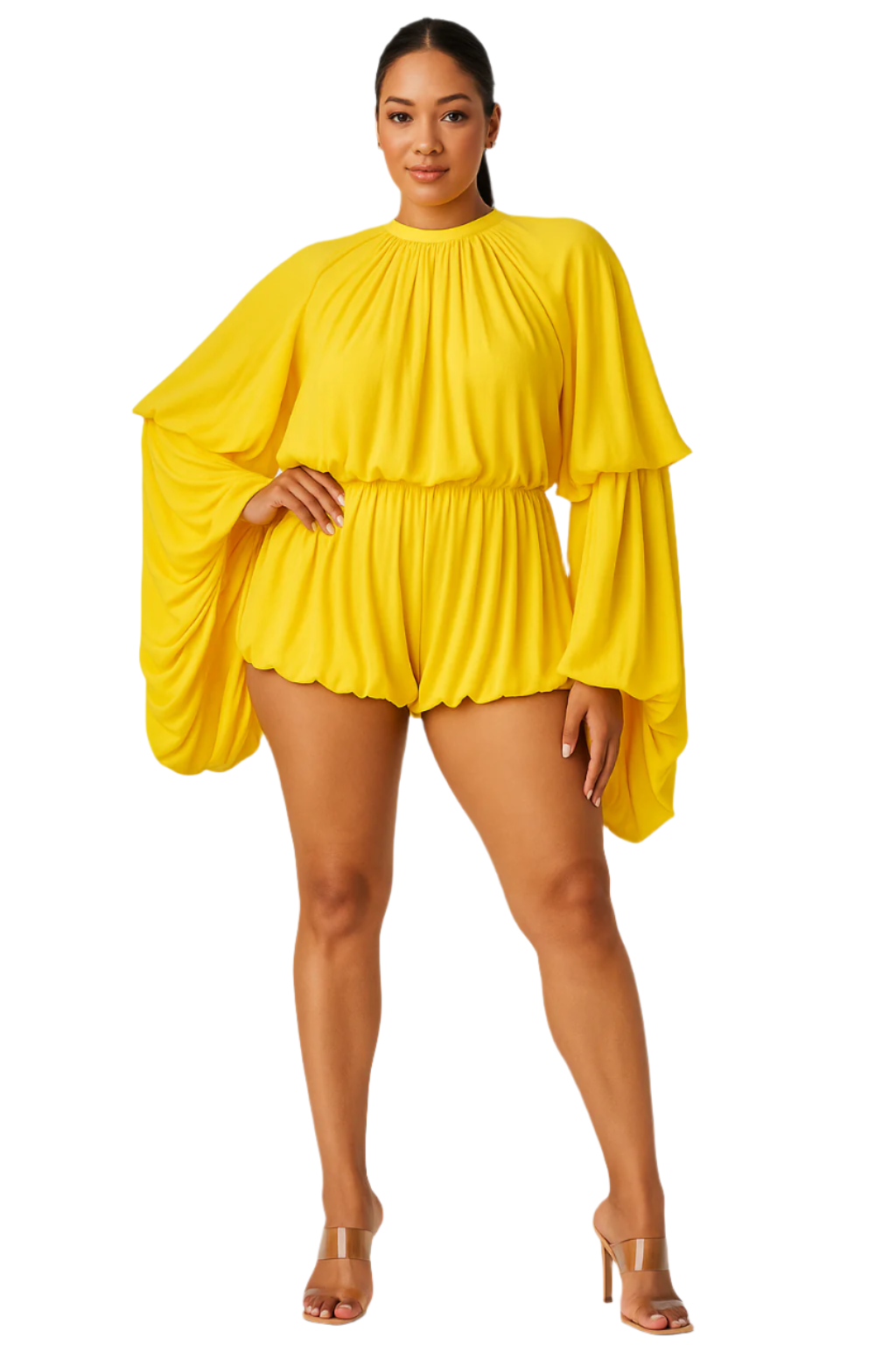 Golden Aura Draped Romper