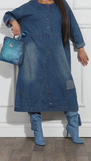 Snap-up Pocket Denim Dress